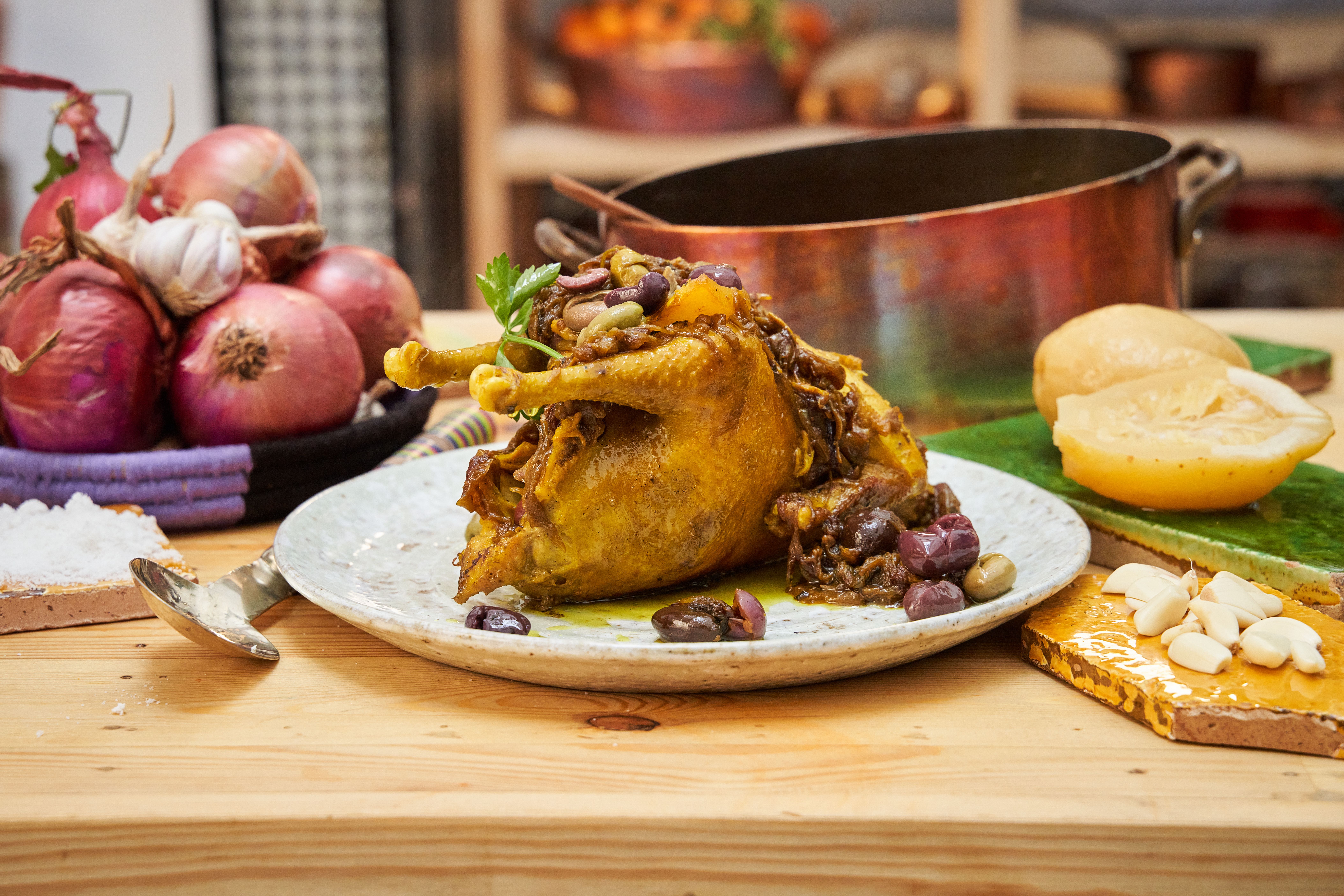 Gegrilltes Huhn mit Salzzitronen